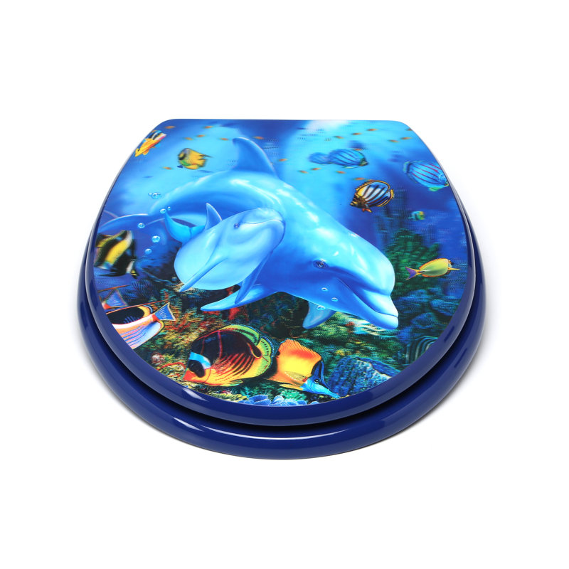 Topseat 3D Ocean Series Dolphin Mother and Calf Round Toilet Seat